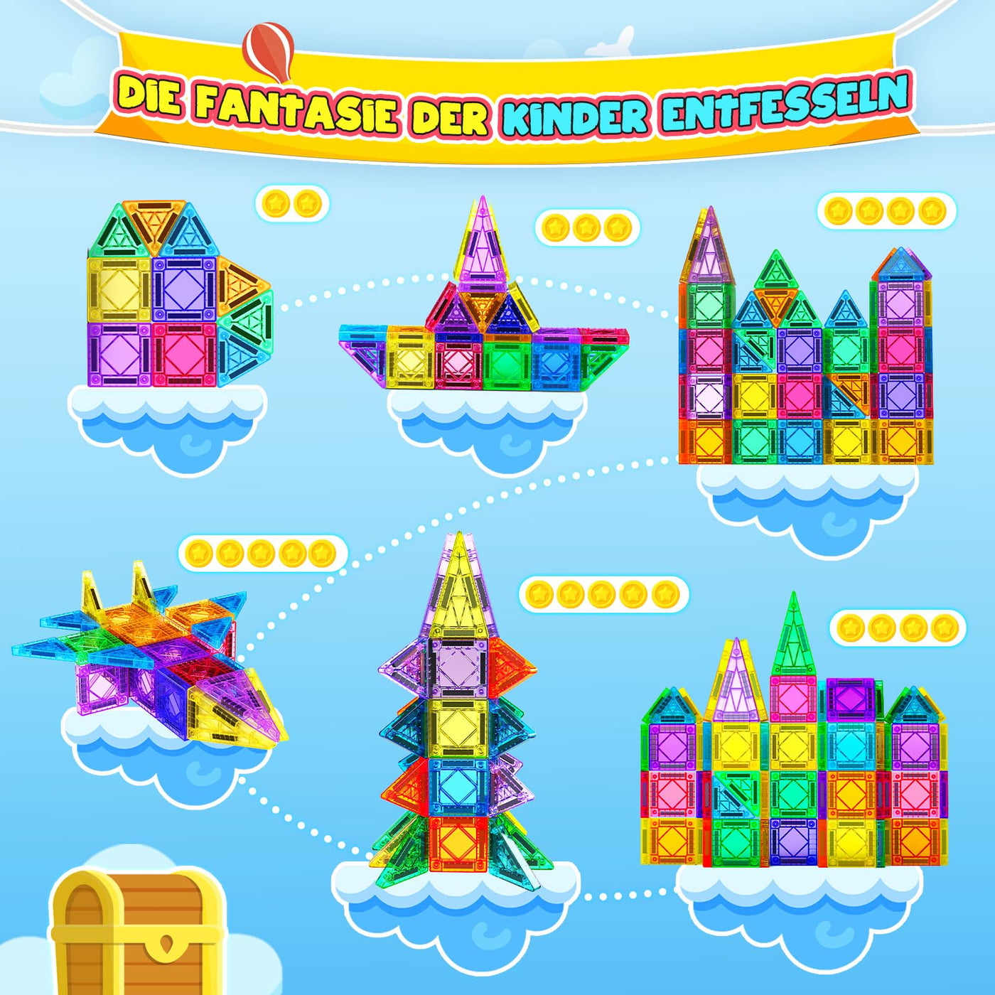 43 Pcs Mini Magnetische Bausteine Reiseset, Spielzeug ab 3 4 5 6 Jahre Junge Mädchen Reisespiele Kinder ab 3-6 Flugzeug Beschäftigung Kinder Geschenk Jungen 3-6 Jahre STEM Montessori Spielzeug