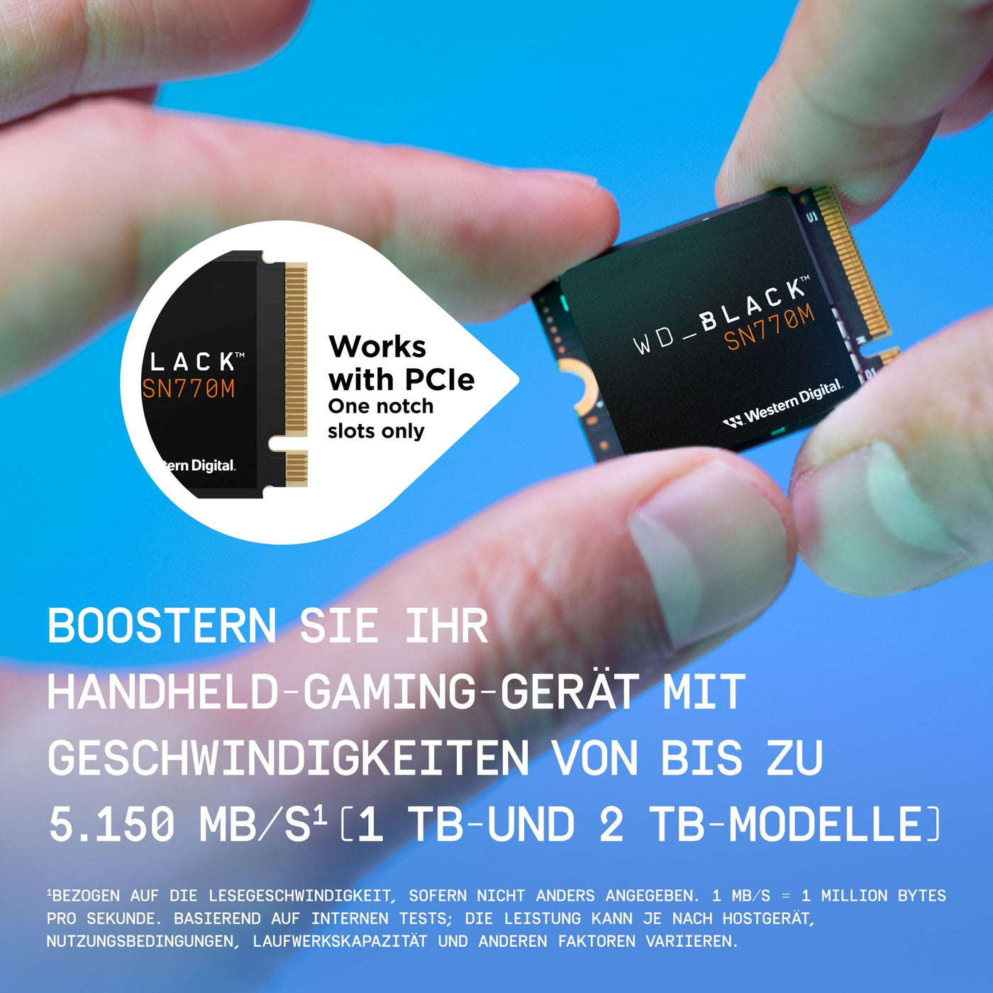 WD_BLACK SN770M 2 TB M.2 2230 NVMe SSD, für Handheld-Spielkonsolen und kompatible Laptops mit PCIe Gen 4.0, bis zu 5.150 MB/s, TLC 3D NAND, Ideal für Asus ROG Ally, Steam Deck, Microsoft Surface