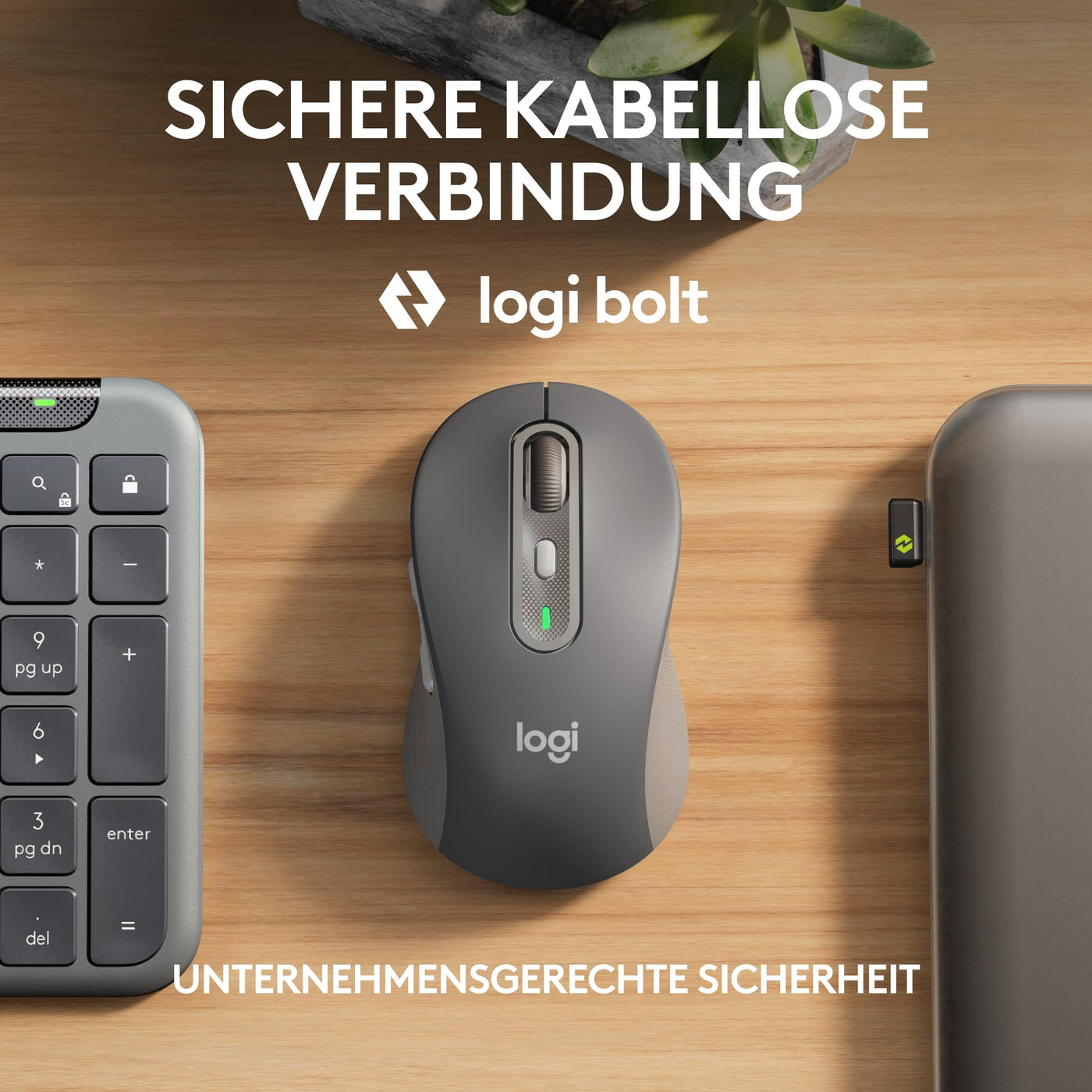 Logitech Signature Slim MK950 for Business kabelloses Tastatur-Maus-Set, leises Tippen, sicherer Empfänger, Bluetooth, weltweit Zertifiziert, Windows/Mac/Chrome/Linux, DEU QWERTZ-Layout, Grafit