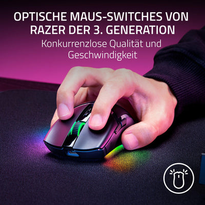 Razer Cobra Pro - Individuell anpassbare kabellose Gaming-Maus Chroma RGB (10 Anpassbare Tasten, Chroma-Beleuchtung mit 11 Zonen, Optischer Focus Pro Sensor mit 30K) Schwarz