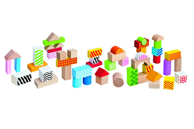 Eichhorn – bunte Holzbausteine – 50 Stück in Box, Bauklötze mit Bedruckung, aus Birkenholz, für Kinder und Babys ab 12 Monaten, Holzspielzeug, Verpackung kann variieren