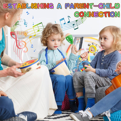 MZJAUVF 33Stück Musikinstrumente für Kinder, Musikinstrumente Musical Instruments Set, Holz Percussion Set, Xylophone für Kinders, Percussion Instrumente Kinders, Montessori Spielzeug ab 1 2 3 Jahre