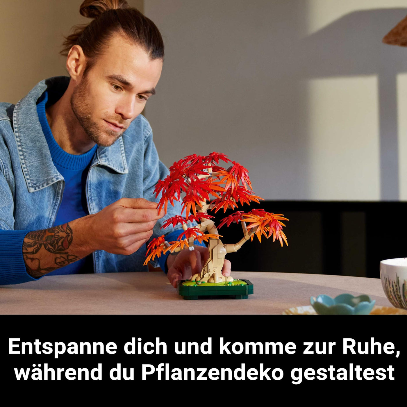 LEGO Botanicals Japanischer Roter Ahorn – Bonsai-Baum - Künstliche Pflanzen Bauset mit roten & orangen Blättern, Plus Schale - Home Dekor - Geschenkidee für Erwachsene - 10348