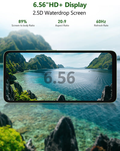 Ulefone Note 19 Handy Ohne Vertrag, 6GB + 32GB /512GB TF Handy Günstig, 6.56 Zoll HD+ Display Android 14 Smartphone, 5000mAh Batterie 8MP Kamera Simlockfreie Handys, 4G Dual SIM/Face ID/GPS-Schwarz