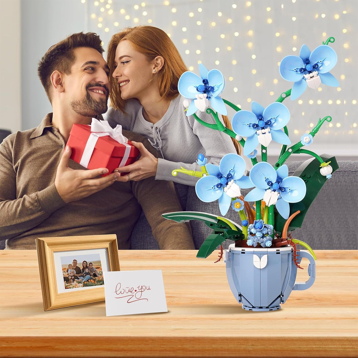 Ideas Blau Orchidee Blumen Klemmbausteinen Baustein，Kompatibel Mit Lego Flower Pflanzen deko Geschenk für Erwachsene und Mädchen ab 8-16+ 567PCS