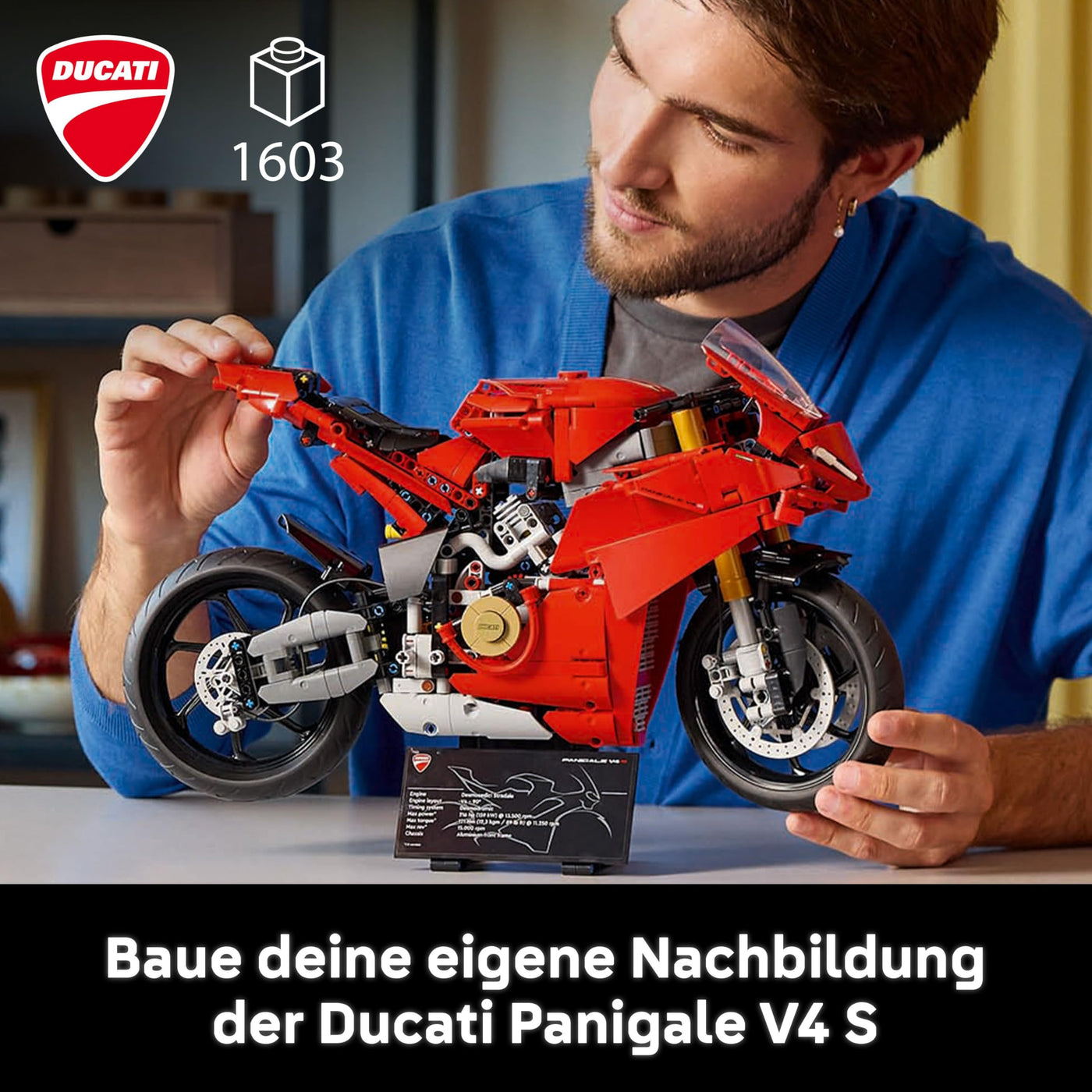 LEGO Technic Ducati Panigale V4 S Motorrad, baubares Motorradmodell, Bausets für Erwachsene, Männer und Frauen, ab 18 Jahren, Geschenkidee für Fans von Ducati und Motorrädern 42202