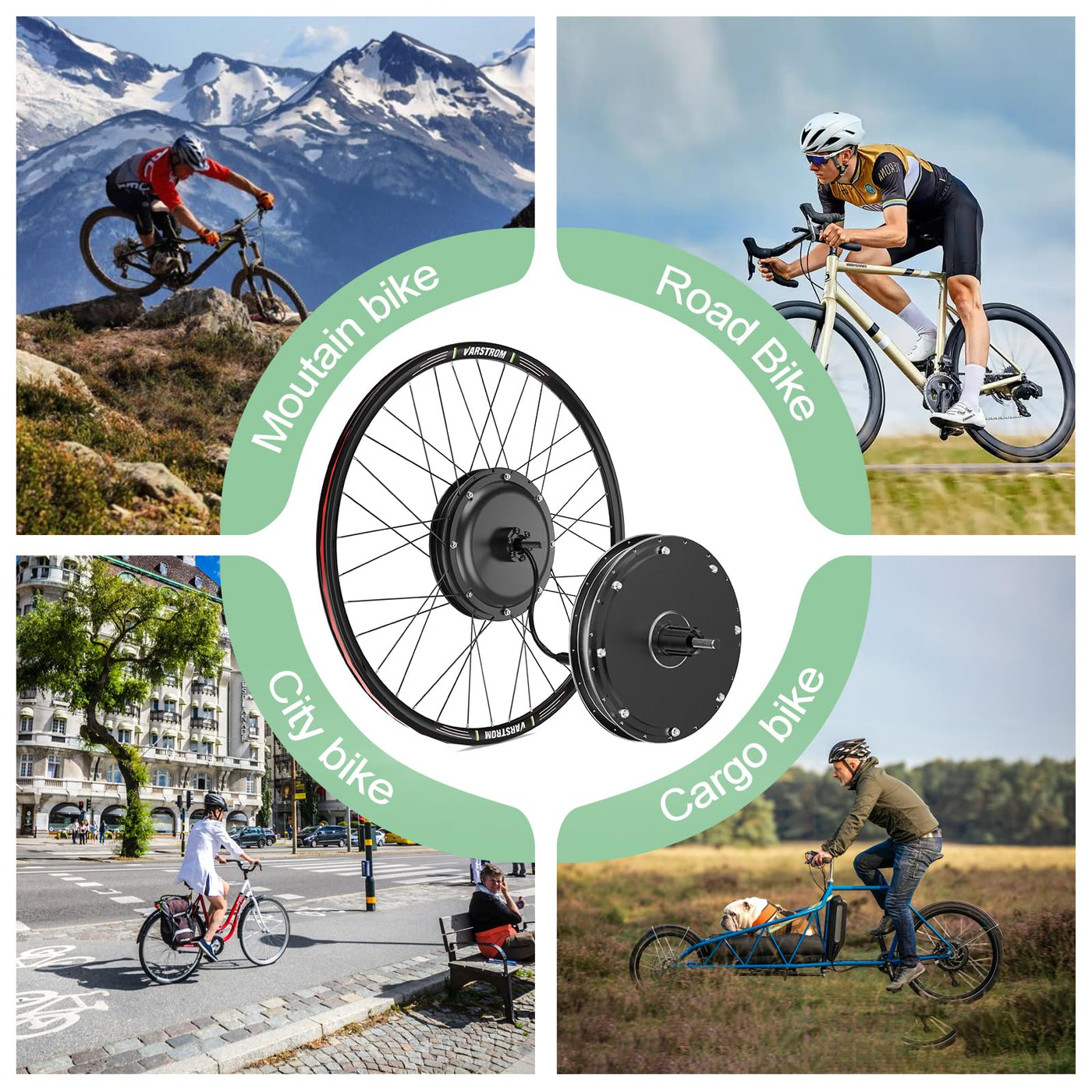 Varstrom 48V1000W E-Bike Umbausatz Hinterradmotor 27,5 Zoll mit EKD01 Mehrsprachig Display für Hinterrad Brushless Gearless Nabenmotor, Integrierte Controller, PAS Sensor