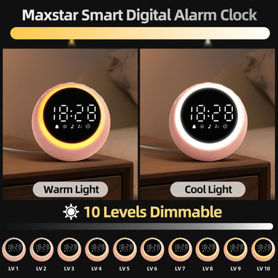 Smart Digital Wecker mit 25 Entspannungstönen, Nachtlicht, Schlummertaste, Timer & Einstellbarer Lautstärke/Helligkeit - Weißes Rauschen Schlafhilfe für Kinder, Mädchen, Erwachsene im Schlafzimmer