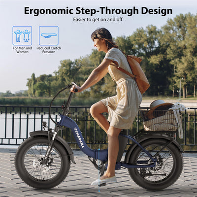 Touroll Klapprad E Bike, 20 * 4 Zoll Elektrofahrräder mit 48v 15Ah Akku, 25km/h, Reichweite bis zu 120-150km, 250W 55N.M Motor E-Bike mit 7-Gang, LCD-Display, Elektrofahrrad für Herren Damen