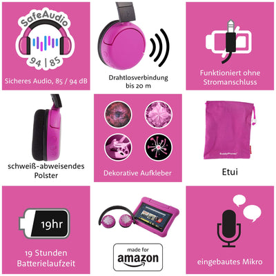 BuddyPhones PopTime, „Made for Amazon“, Pink (Altersklasse: 8-15 Jahre)