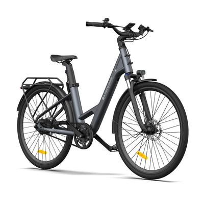 ADO E-Bike Air28 Pro Elektrofahrrad,Pedelec Riemenantrieb,Citybike,e Bike 28 Zoll, 1 Gang, Automatikschaltung, Heckmotor, Gepäckträger, ebike Damen/Herren (Gray)