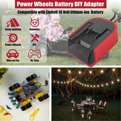 2 Packungen Power Wheel Adapter für EINhell 18V Akku Power Wheels Akku Konverter mit Sicherungen & Drahtklemmen, 14AWG Draht, Stromanschluss für DIY Rc Auto Spielzeug, Robotik und Rc Truck
