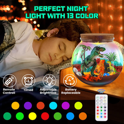 RONSTONE Dinosaurier Spielzeug für Jungen Mädchen - Bastelset Spielzeug Geschenk Junge 4 5 6 7-12 Jahre Kinder - DIY Dino Terrarium & Vulkan für Jungen - Lernende Experimente Bastelsets für Kinder