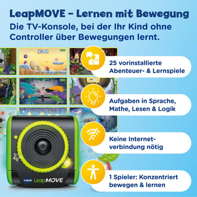 VTech LeapMOVE Lernkonsole Kinder I Interaktive Spielkonsole für Fernseher I Lernspiele ab 4 Jahre I Bewegungsspiele Tanzen & Fitness I ABC Lernen I Buchstaben SpieIe I Vorschule, Einschulung Geschenk
