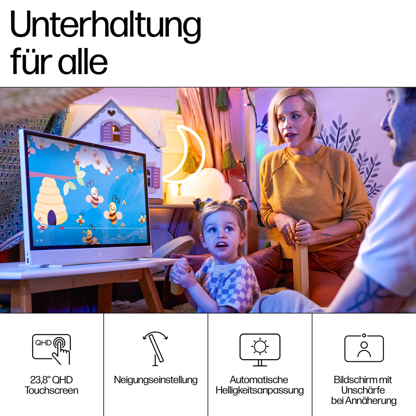 HP Envy Move All-in-One PC, 23,8" QHD Display, Intel Core i5-1335U, 16 GB DDR5 RAM, 512 GB SSD, Intel UHD Grafik, Windows 11 Home, Weiß