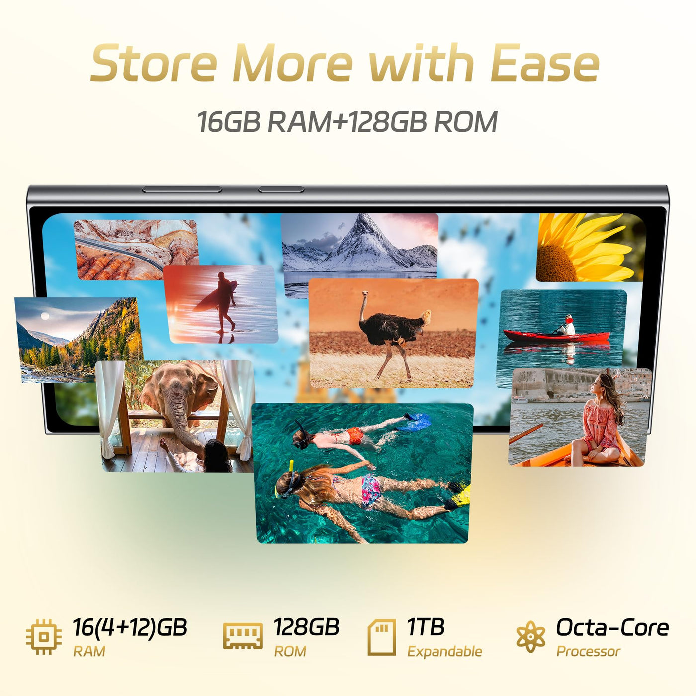 OUKITEL C61 Android 15 Smartphone Ohne Vertrag, 16GB+128GB /1TB Handy Ohne Vertrag, 6,88 Zoll 90Hz Bildschirm 5150mAh Handy Günstig, 13MP+5MP, 4G Dual SIM Simlockfreie Handys/Fingerabdruck/OTG/Face ID