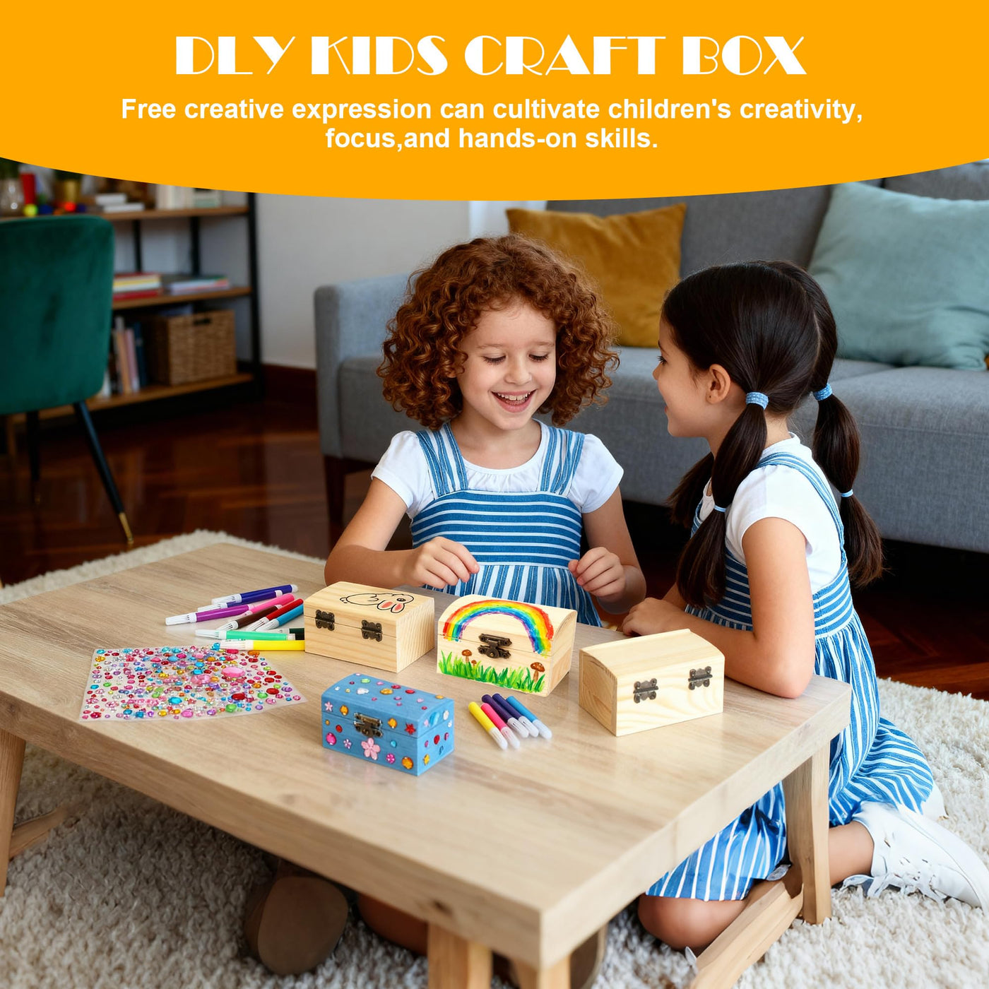 10Stück Schatztruhe Kindergeburtstag,Mini Schatztruhe,Schatzkiste Holz Bastelset,Kleine Schatztruhe Kinder,Holzbox mit Deckel enthält Buntstifte und Aufkleber,Perfekt zum Malen und Basteln auf Partys