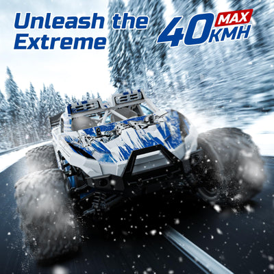 DEERC 9003E 1:14 RC-All-Terrain-Autos, 40 km/h Hochgeschwindigkeits-Offroad-RC-Truck, 4WD-Fernsteuerungsauto mit 2 Lithium-Ionen-Akkus, schnelles Monstertruck-Spielzeug für Kinder und Erwachsene