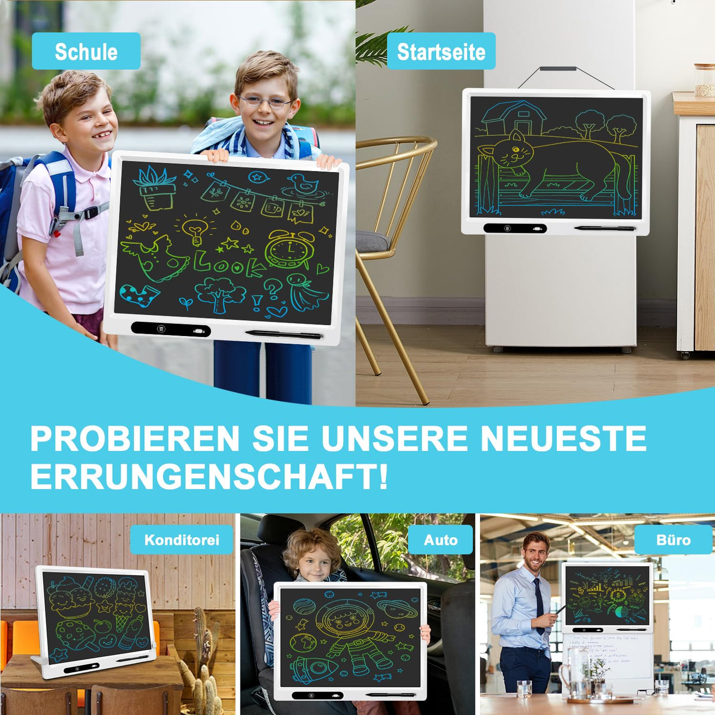 surekuo LCD schreibtafel kinder 22 zoll bunte lcd schreibtafel 2 Stiften und Verstellbarem Ständer, Ist Ein Pädagogisches Lernspielzeug Für Im Alter Von 3-12 Weihnachtsgeschenke