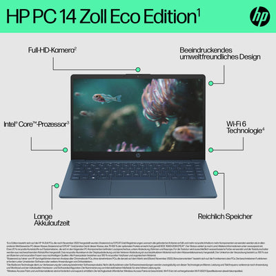 HP Laptop | 14" FHD-Display | Intel Core i7-1355U | 16 GB DDR4 RAM | 512 GB SSD | Intel Iris Xᵉ-Grafikkarte | Windows 11 Home | Blau