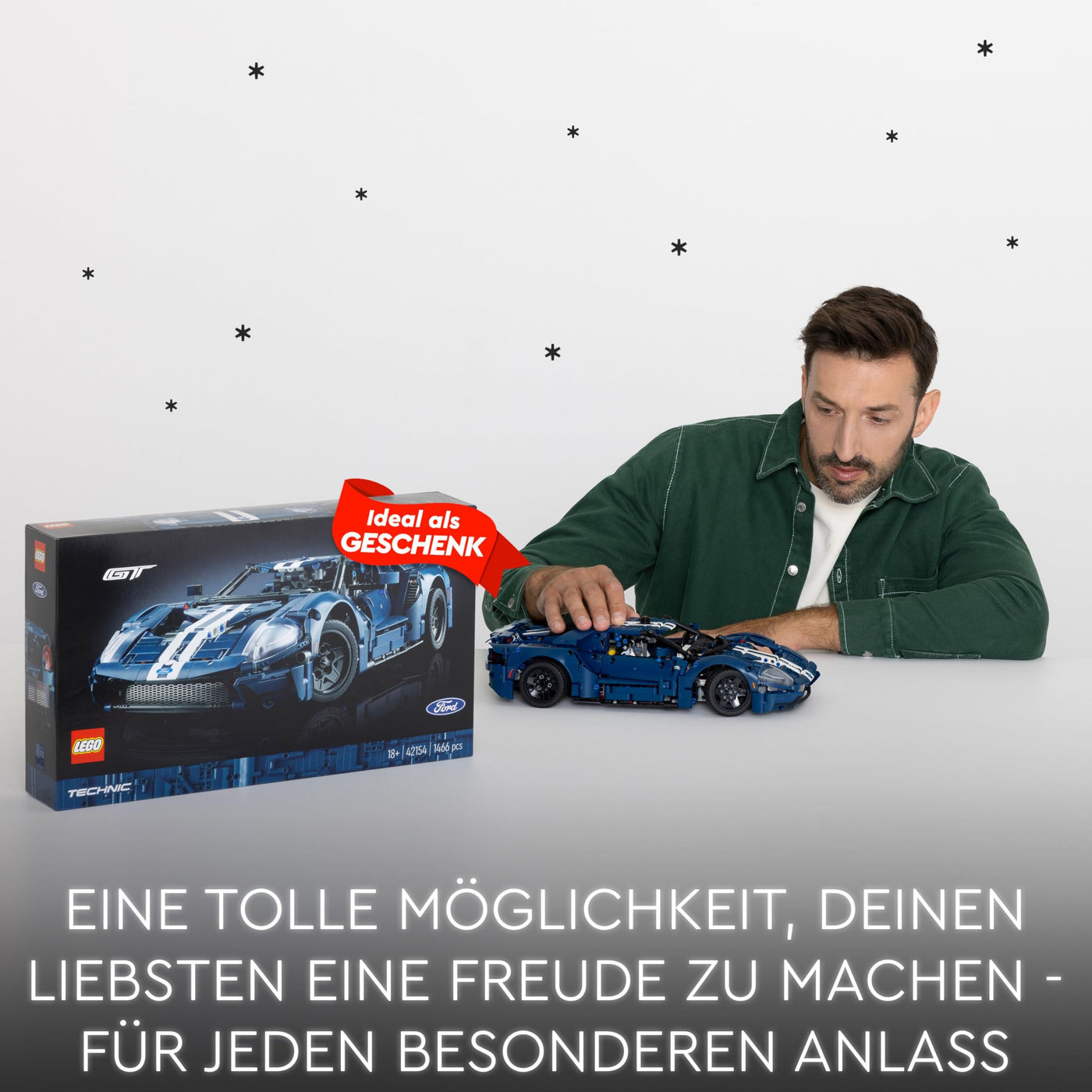 LEGO 42154 Technic Ford GT 2022 Auto-Modellbausatz für Erwachsene, Supercar im Maßstab 1:12 mit authentischen Merkmalen, fortschrittliches Sammlerset