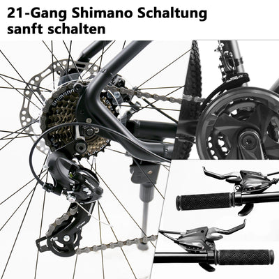 CARPAT SPORT Mountainbike 27,5 Zoll MTB Fahrrad für Herren Damen 21 Gang TZ Tourney Schaltwerk, Kettenschaltung, (Aluminium Rahmen, Mechanische Scheibenbremse), Hardtail Fahrrad