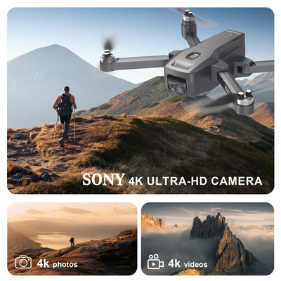 Drohne GPS Professional mit 4K Kamera Adult,Follow Me RC Drohnes GPS Auto Return Home,Drohne Beginner Lange Flugzeit Bürstenlose im Kreisflug,Alarm Bei Niedrigem Batteriestand,Unter 249g