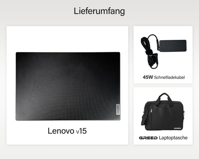 Lenovo - Schneller Laptop mit Intel Celeron N4500 2x2.80 GHz - 15.6 Zoll Full HD Notebook - 16GB DDR4 RAM - 512GB SSD - Webcam - Bluetooth - USB 3.2 - WLAN - inklusive Win 11 Pro + Greed Laptoptasche