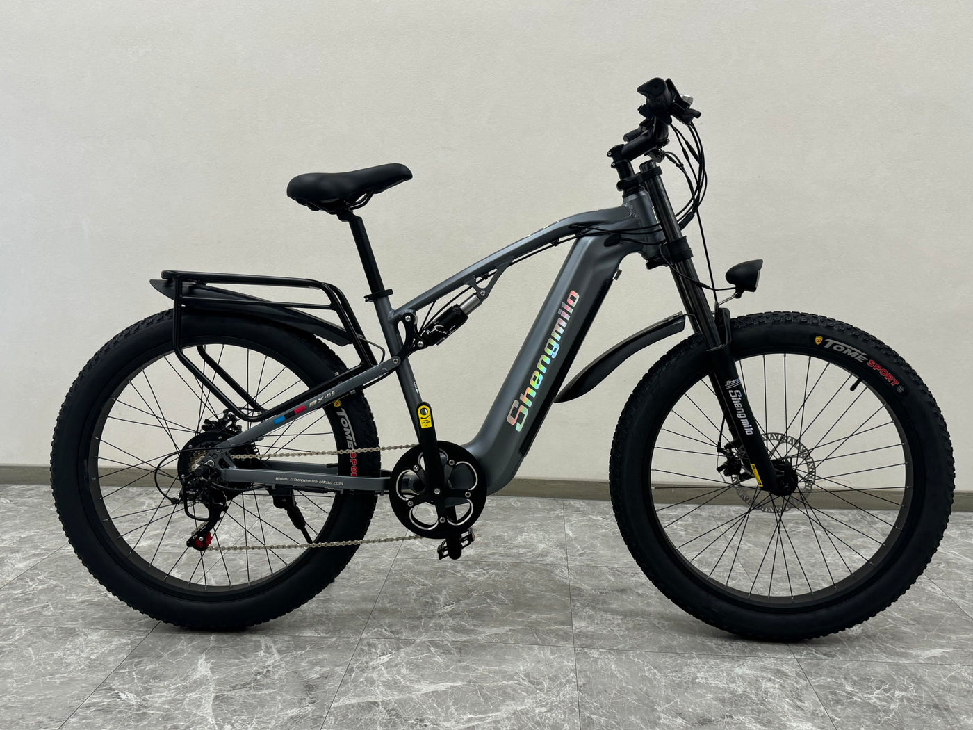 Shengmilo MX05 E Bike Herren Elektrofahrrad 26 Zoll E-Mountainbike Vollfederung E-Bike 48V 17.5Ah Akku 7 Gang Schaltwerk Pedelec Elektrisches Fahrrad mit Fat Tire