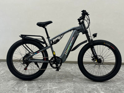 Shengmilo MX05 E Bike Herren Elektrofahrrad 26 Zoll E-Mountainbike Vollfederung E-Bike 48V 17.5Ah Akku 7 Gang Schaltwerk Pedelec Elektrisches Fahrrad mit Fat Tire
