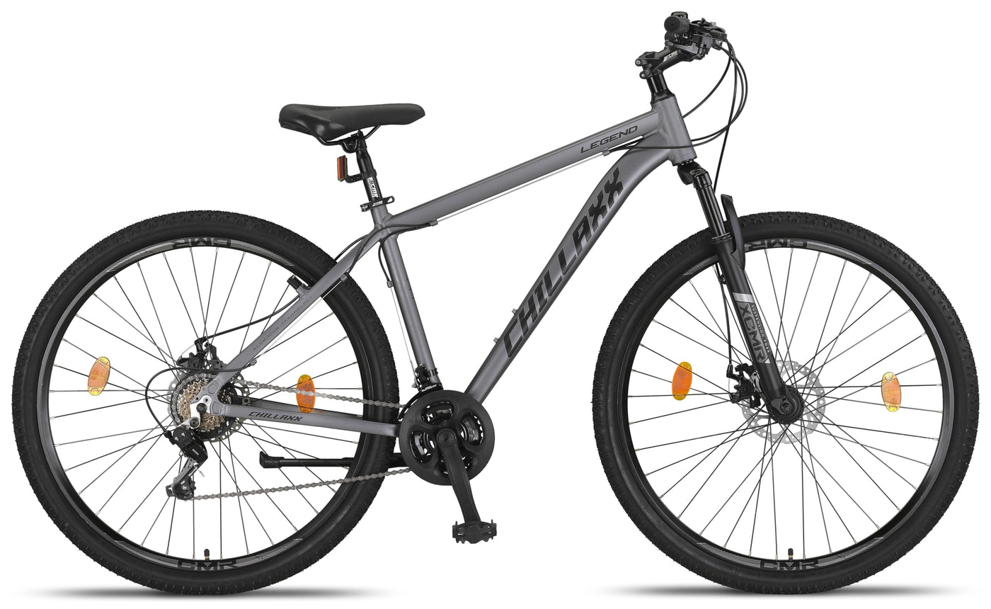 Chillaxx Bike Legend Aluminium 24, 26, 27,5 und 29 Zoll, Mountainbike MTB Fahrrad für Jungen Mädchen Herren und Damen 21 Gang Schaltung Herrenrad Damenrad (29 Zoll, Grau Disc-Bremse)