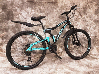 Generisch 26 Zoll MTB Albatros Vollgefedert, 21-Gang Kettenschaltung, Scheibenbremsen NEU 2659-SCHWARZ-TÜRKIS Bitte BEACHTEN AB 155 cm KÖPERGRÖSSE GEEIGNET !!!!!!!
