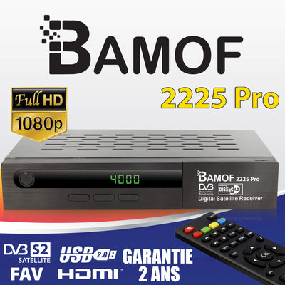 Bamof 2225 PRO Sat Receiver Digitaler Satelliten Receiver- (HDTV, DVB-S/DVB-S2, HDMI, SCART, 2X USB, Full HD 1080p) [Vorprogrammiert für Astra, Hotbird und Türksat] + HDMI Kabel
