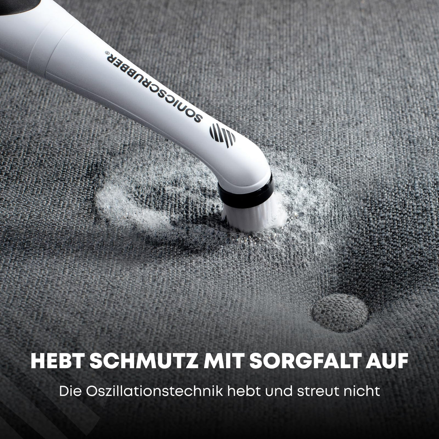 SonicScrubber - Elektrische Reinigungsbürste - Inklusive 4 Bürstenköpfe - Ideal für alle Räume und Oberflächen - AA-Batterien im Lieferumfang enthalten (Haushalt für Küche und Bad)