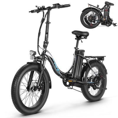 ANCHEER Klapprad E-Bike, 20"*3.0 Elektrofahrrad mit 36V 10.2Ah Lithium-Akku für Lange Reichweite bis 100KM, 250W Motor, 7 Gang für Herren Damen