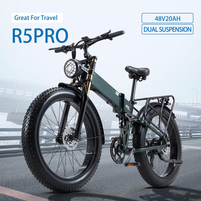 Ficyacto Elektrofahrrad Klappbares E-Bike 26“ Pedelec mit Abnehmbarer 48V 20Ah Akku bis 60 km,7 Gänge, Retro Scheinwerfer,Down Hill Aufhängung,Herren und Damen (Dunkelgrün)