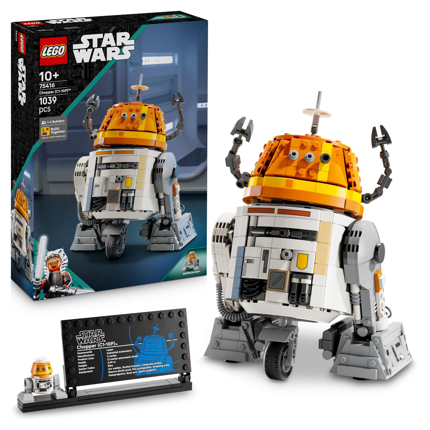 LEGO Star Wars 75416 Ahsoka Astromech-Droide Chopper (C1-10P) Figur - Spielzeug mit beweglichem Kopf, abnehmbaren Armen und Mittelrad - Geschenk für Ahsoka-Fans, Jungen und Mädchen ab 10 Jahren