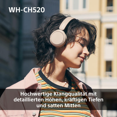 Sony WH-CH520 Kabelloser Bluetooth On Ear Kopfhörer, hohe Klangqualität, leichtes Design, bis zu 50 Stunden Akkulaufzeit, Schnellladung, EQ, klare Gesprächsqualität, iOS und Android, Blau