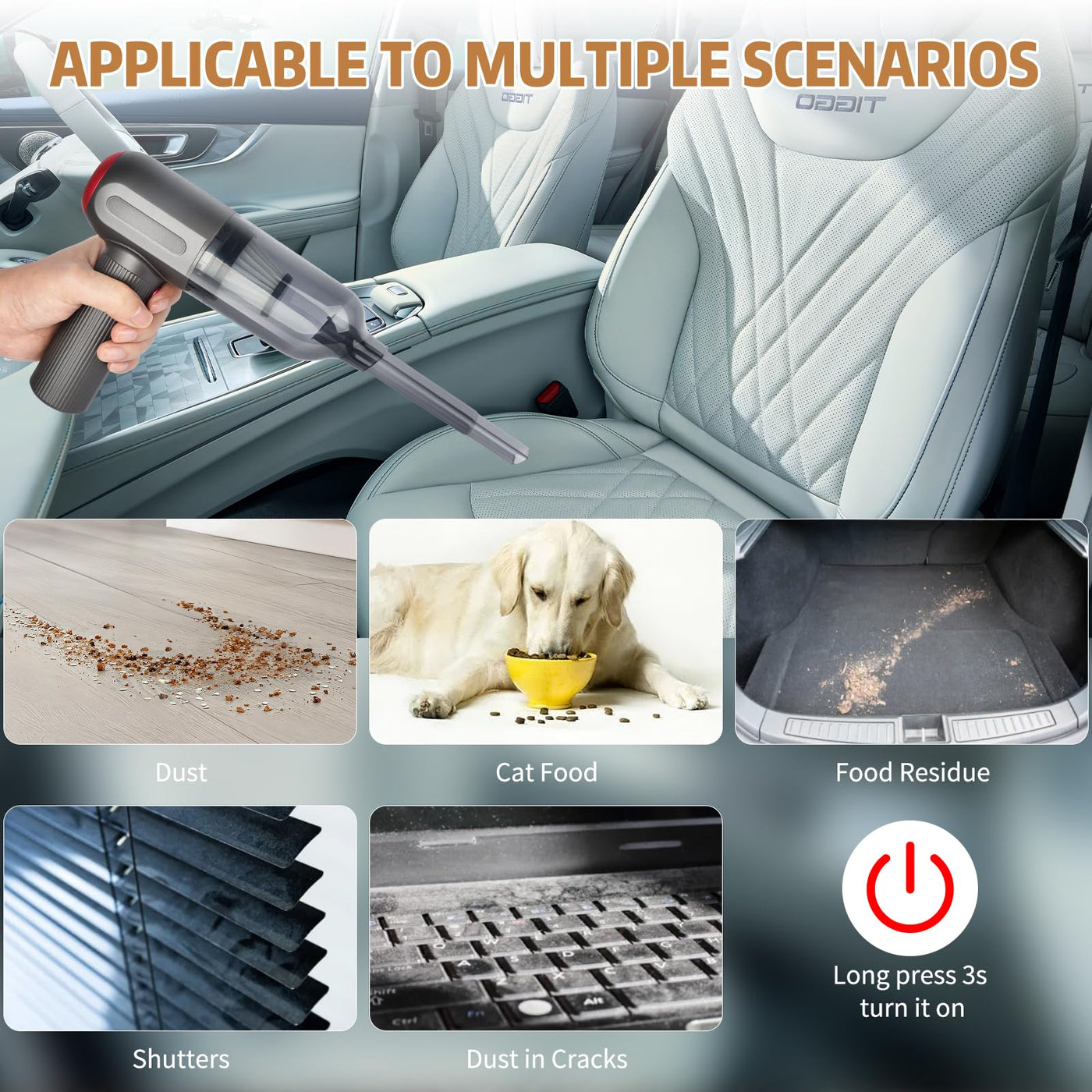 Handstaubsauger, 9000 PA Handstaubsauger Kabellos, Mini/Tragbar/Aufladbar USB Vacuum Cleaner, für Tierhaare, Auto, Zuhause, Büro, Auto, Zuhause, Büro