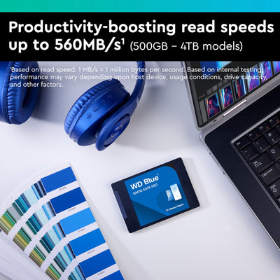 WD Blue SA510 SATA SSD 2 TB 2,5 Zoll (Lesen bis 560 MB/s, Schreiben bis 520 MB/s, Upgrade für PC/Laptop, Western Digital SSD Dashboard)