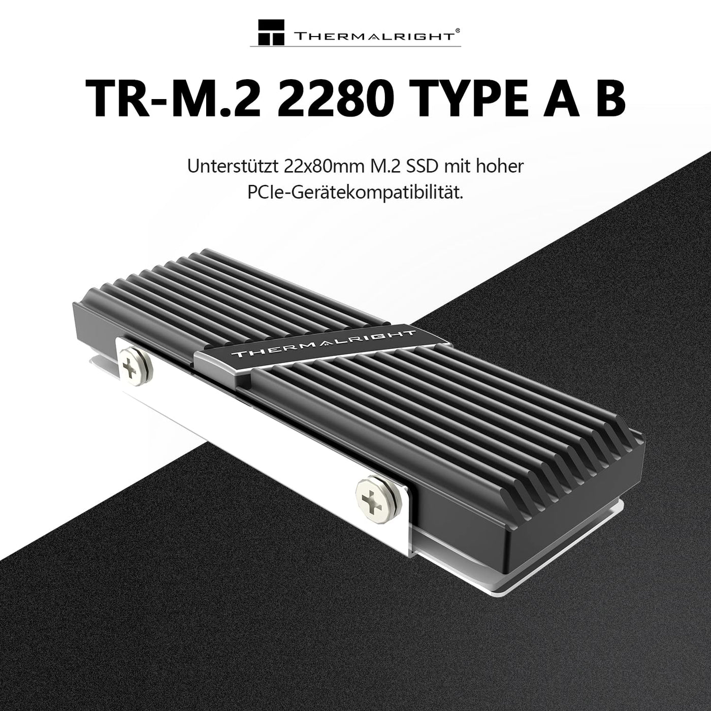 Thermalright TR-M. 2 2280 TYP A B 2280 Kühlkörper für SSD Kühlung M.2 2280 Kühlkörper, Aluminium, mit 2 Wärmeleitfähigkeit, Desktop High Performance SSD Kühler, Schwarz