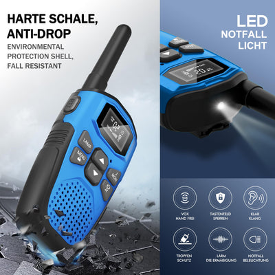 Walkie Talkie 4er Set,NXGKET Walkie Talkie Aufladbar für Erwachsene Kinder Funkgeräte,Große Reichweite 5km Walki Talki mit Li-ion Akku,Walkie Talkies VOX Taschenlampe für Freien, Camping, Wandern