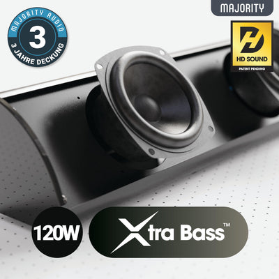 MAJORITY Snowdon Soundbar für TV Geräte | Soundbar Bluetooth | 120W 2.1 TV Lautsprecher für Fernseher | TV Soundbar mit Intergriertem Subwoofer | Soundsystem für Fernseher | 81CM Sound Bar (Schwarz)