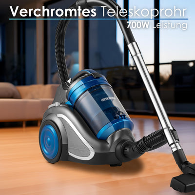 Staubsauger beutellos HEPA Filter 2in1 Bodenbürste Fugendüse Polsterdüse 7M 360° Schlauch Vacuum Cleaner Beutelloser Staubsauger Bodenstaubsauger Multi Zyklonen System Kleiner Staubsauger