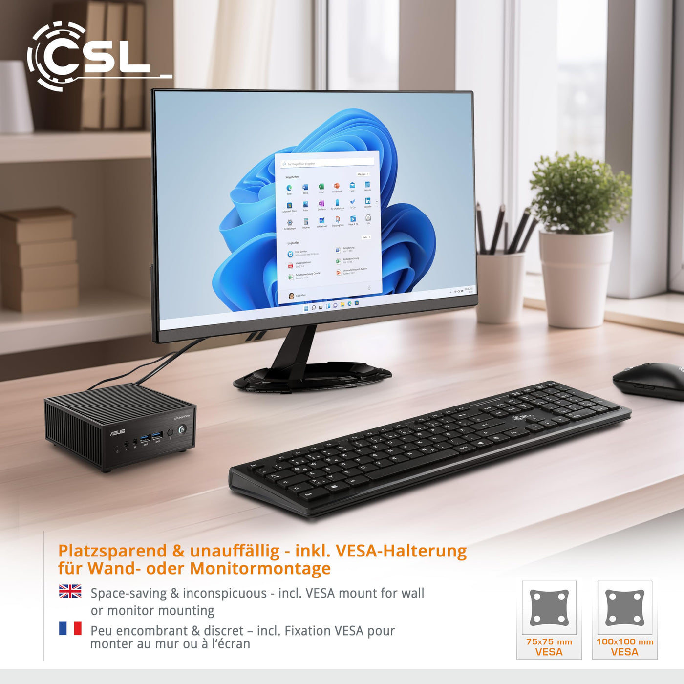 Mini PC ASUS PN42 mit Windows 11 Home, Intel N200 4X 3700 MHz, 1000 GB M.2 SSD, 32 GB DDR4-RAM, Intel UHD Grafik, HDMI 2.0, DP 1.4, USB 3.2, BT 5.1, WLAN