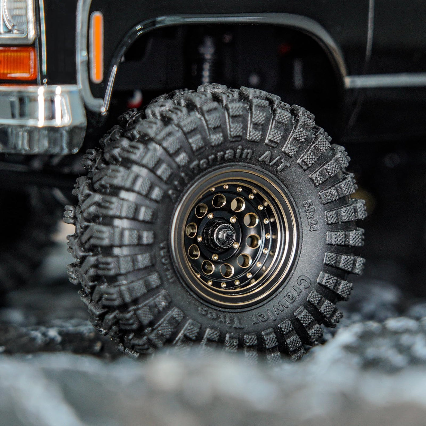 INJORA 1.0" Beadlock Felgen Schwarz Beschichtet Messing Felgen für 1/24 1/18 RC Crawler Car Axial SCX24 AX24 TRX4M FCX24,Messing