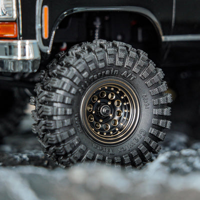 INJORA 1.0" Beadlock Felgen Schwarz Beschichtet Messing Felgen für 1/24 1/18 RC Crawler Car Axial SCX24 AX24 TRX4M FCX24,Messing