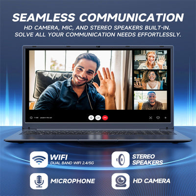 IJKKJI 17 Zoll Laptop, 8 GB RAM 256 GB SSD Laptop mit Celeron Quad Core N5095 (bis zu 2,9 GHz), deutsche Tastatur, IPS FHD-Display, Webcam, Dual-WLAN, Bluetooth 4.2, HDMI, USB 3.0, Typ-C