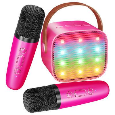 BONAOK Mikrofon Karaoke Spielzeug 2 Mikrofon, Bluetooth Karaokemaschinen für Kinder Erwachsene, Tragbarer Karaoke-Player Mikrofon zum Aufladen, Kinder Elektronisches Spielzeug (Rose)