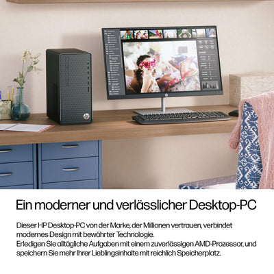 HP Desktop PC | AMD Ryzen 5 5600G | 16 GB DDR4 RAM | 512 GB SSD | AMD Radeon-Grafikeinheit | Windows 11 Home | Schwarz